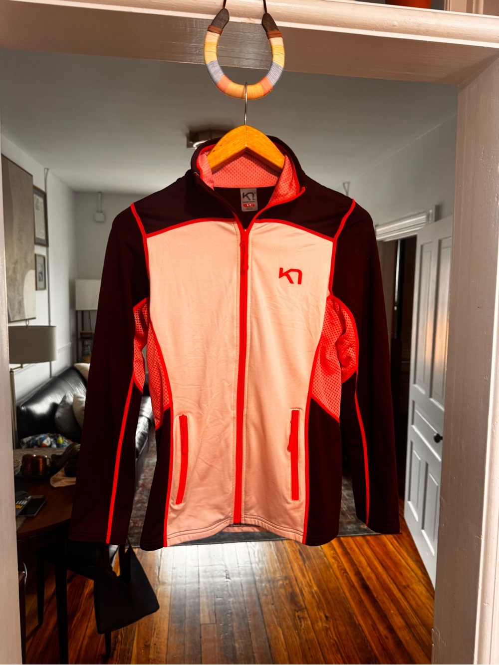 Kari Traa Coral Pink and Black Lightweight Zip-Up Jacket